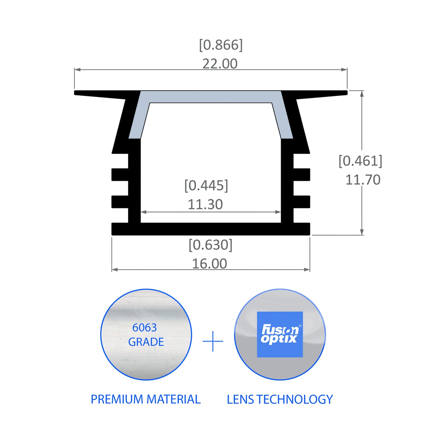 C1010 Recessed Channel 22mm x 11.7mm - LED Channels & Profiles - LEDmate