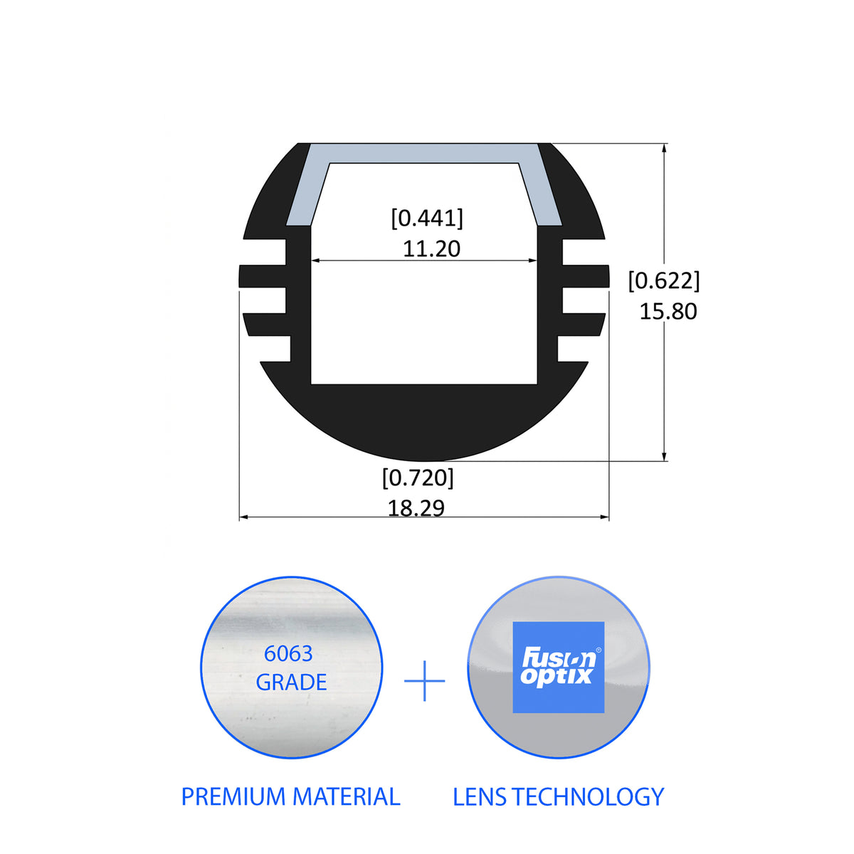C1011 Suspended Channel 18.29mm x 15.8mm - LED Channels & Profiles - LEDmate