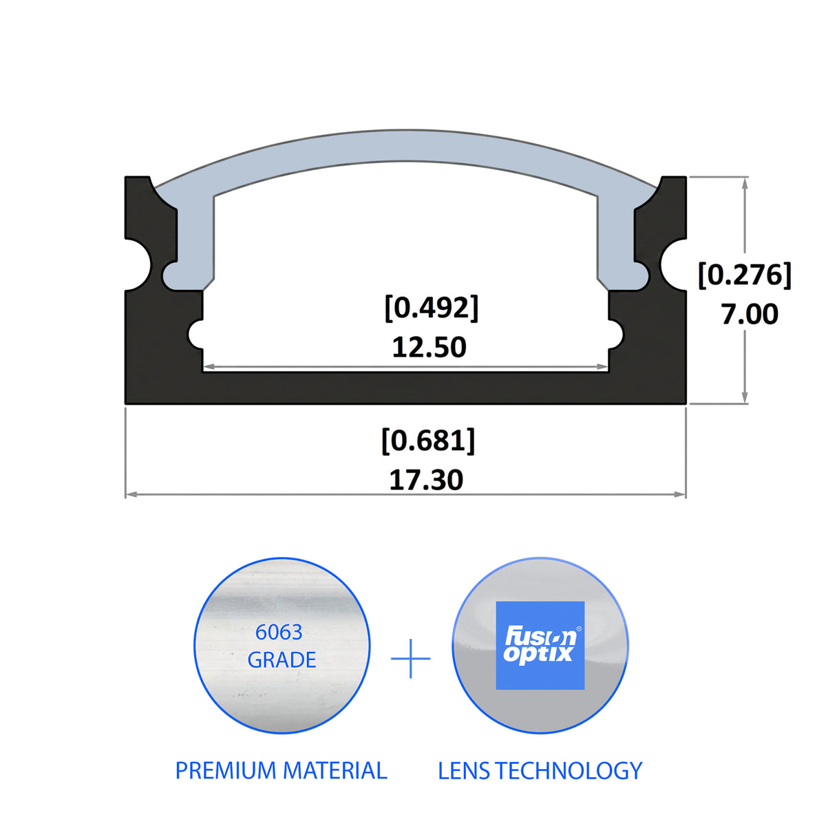 C1016 Surface Mount Channel 17.3mm x 7mm - LED Channels & Profiles - LEDmate