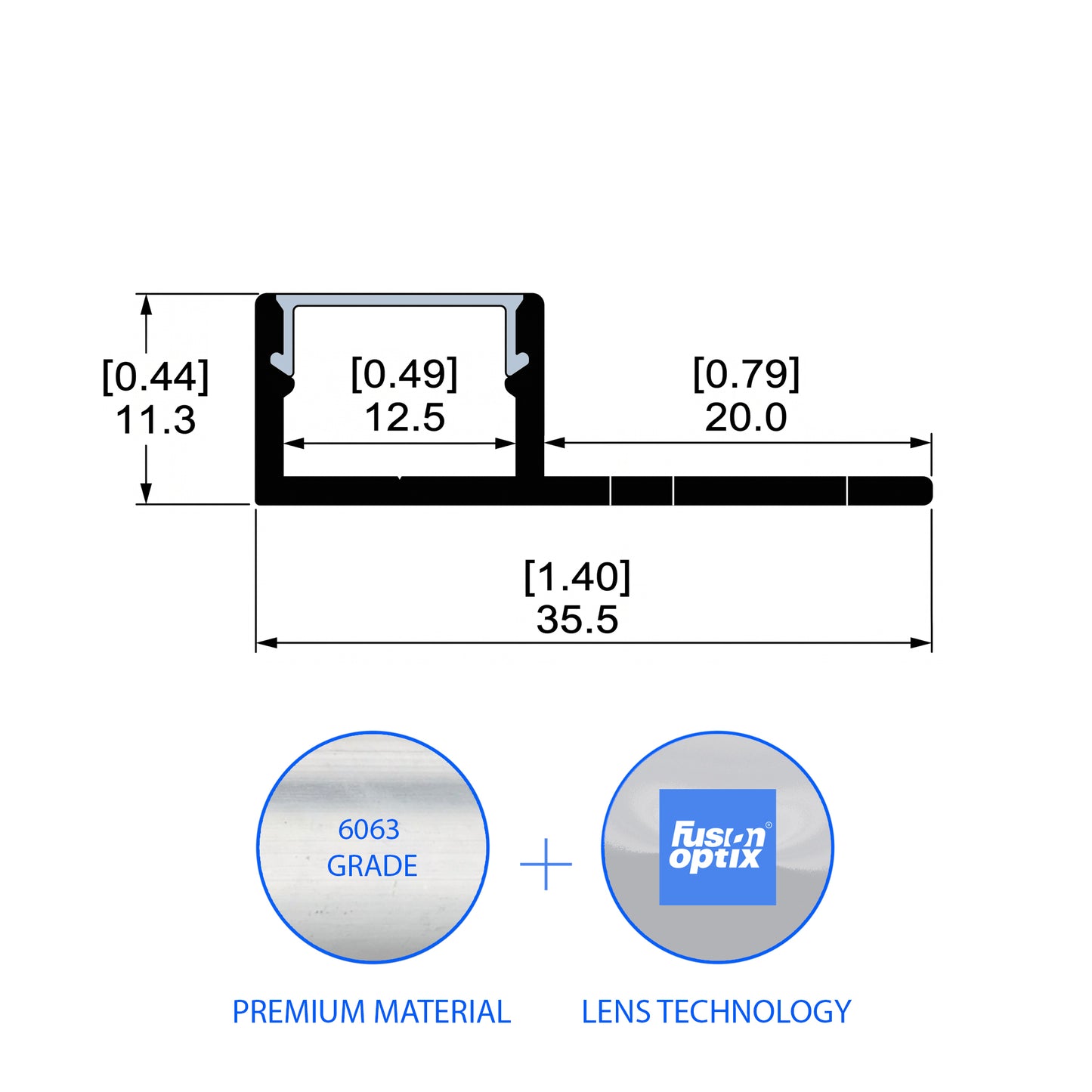 C3511 Trimless Mud - in Channel 35.5mm x 11.3mm - LED Channels & Profiles - LEDmate