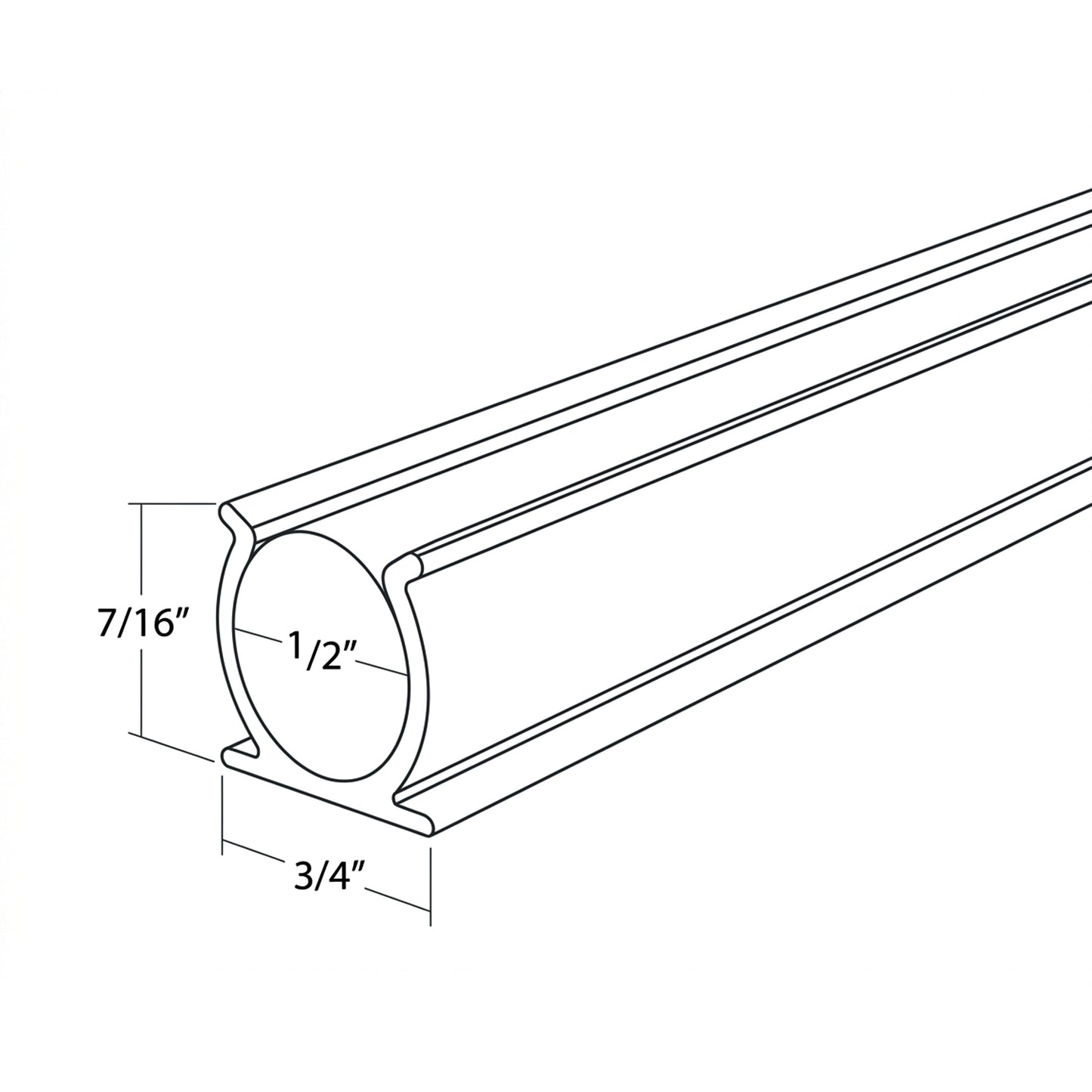 Rope Light Mounting Track - 1M Clear