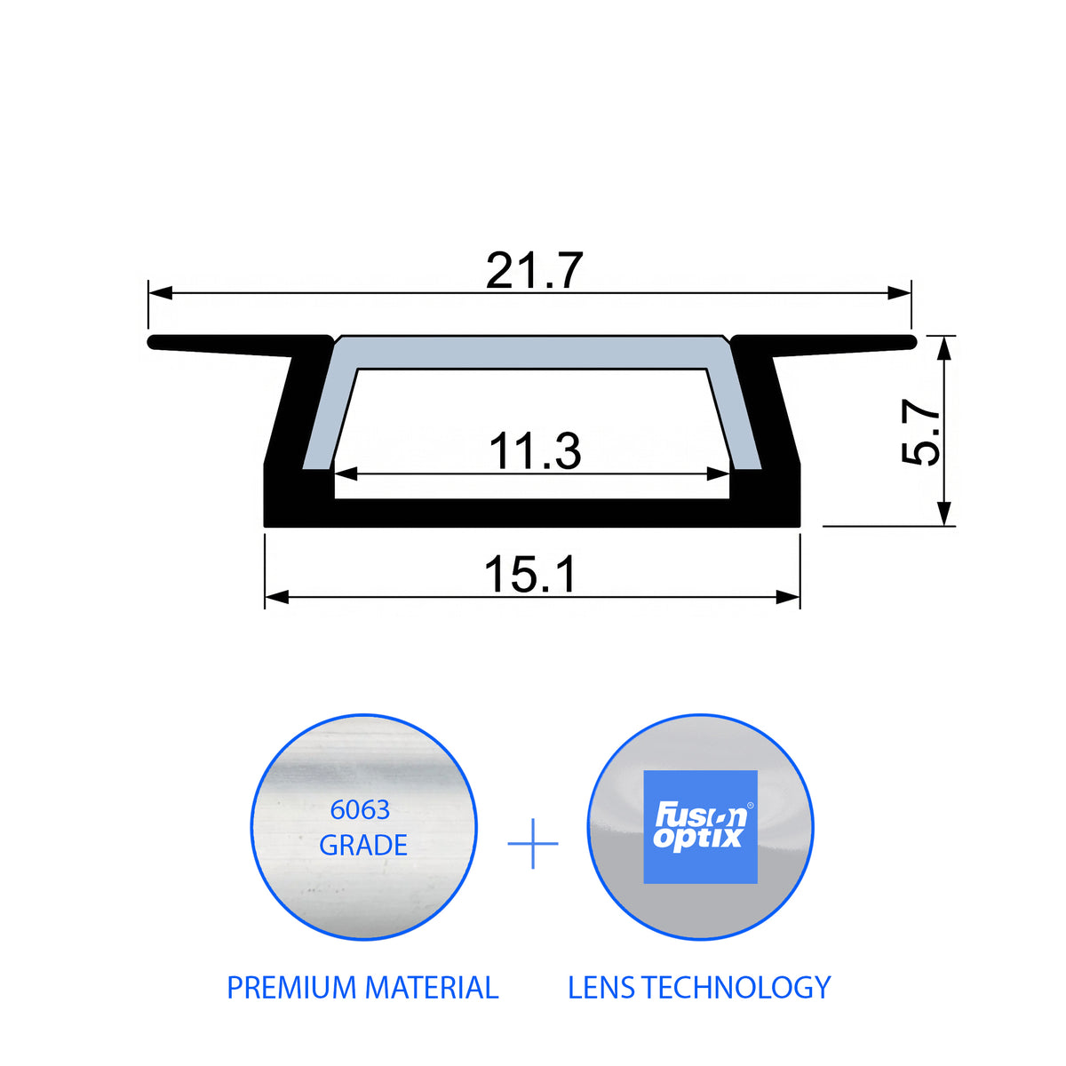Recessed Mount Channel Kit - 22mm - LED Channels & Profiles - LEDmate