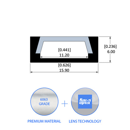 C1007 Surface Mount Channel 15.9mm x 6mm - LED Channels & Profiles - LEDmate