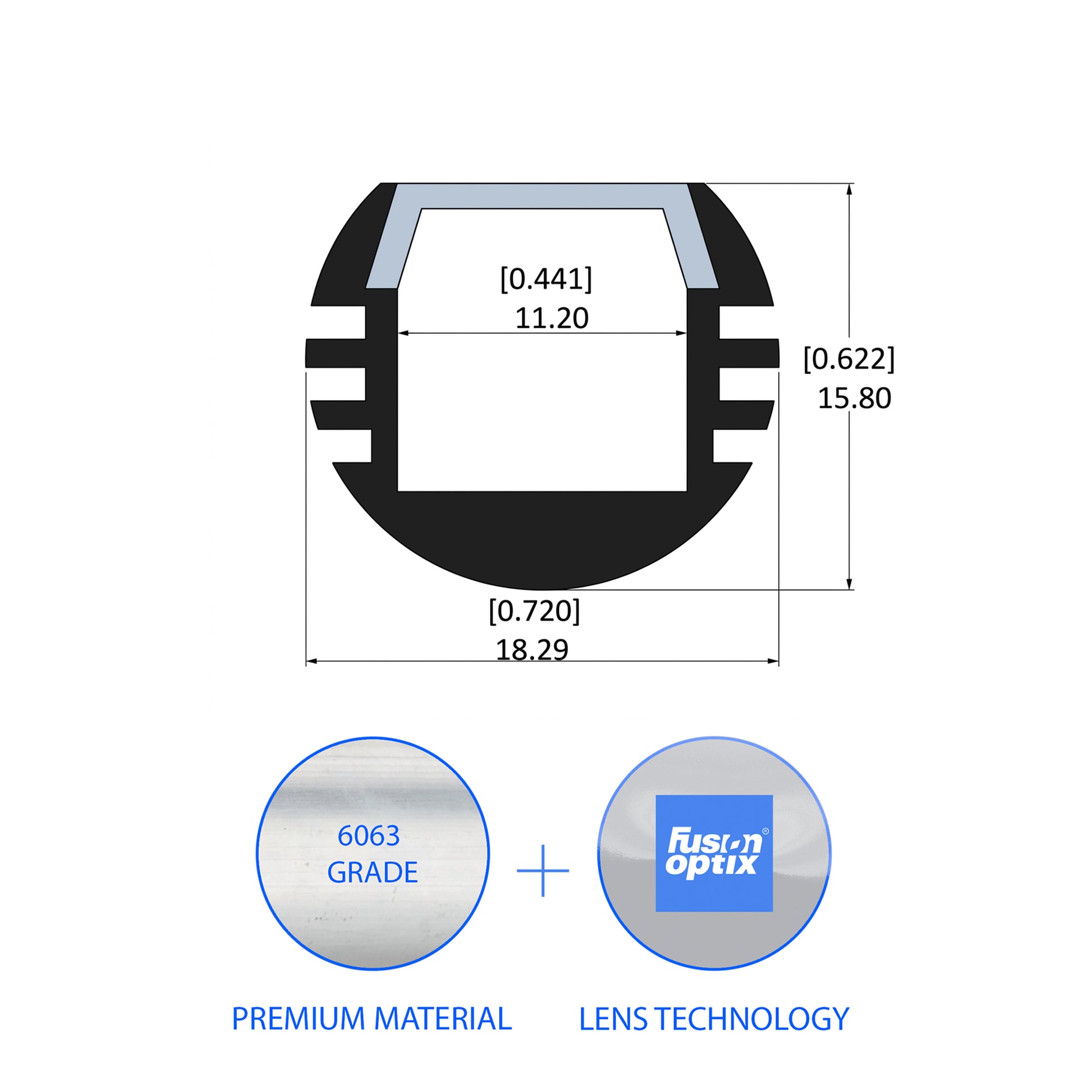 C1011 Suspended Channel 18.29mm x 15.8mm - LED Channels & Profiles - LEDmate