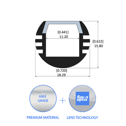 C1011 Suspended Channel 18.29mm x 15.8mm - LED Channels & Profiles - LEDmate