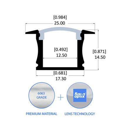 C1013 Recessed Channel 25mm x 14.5mm - LED Channels & Profiles - LEDmate