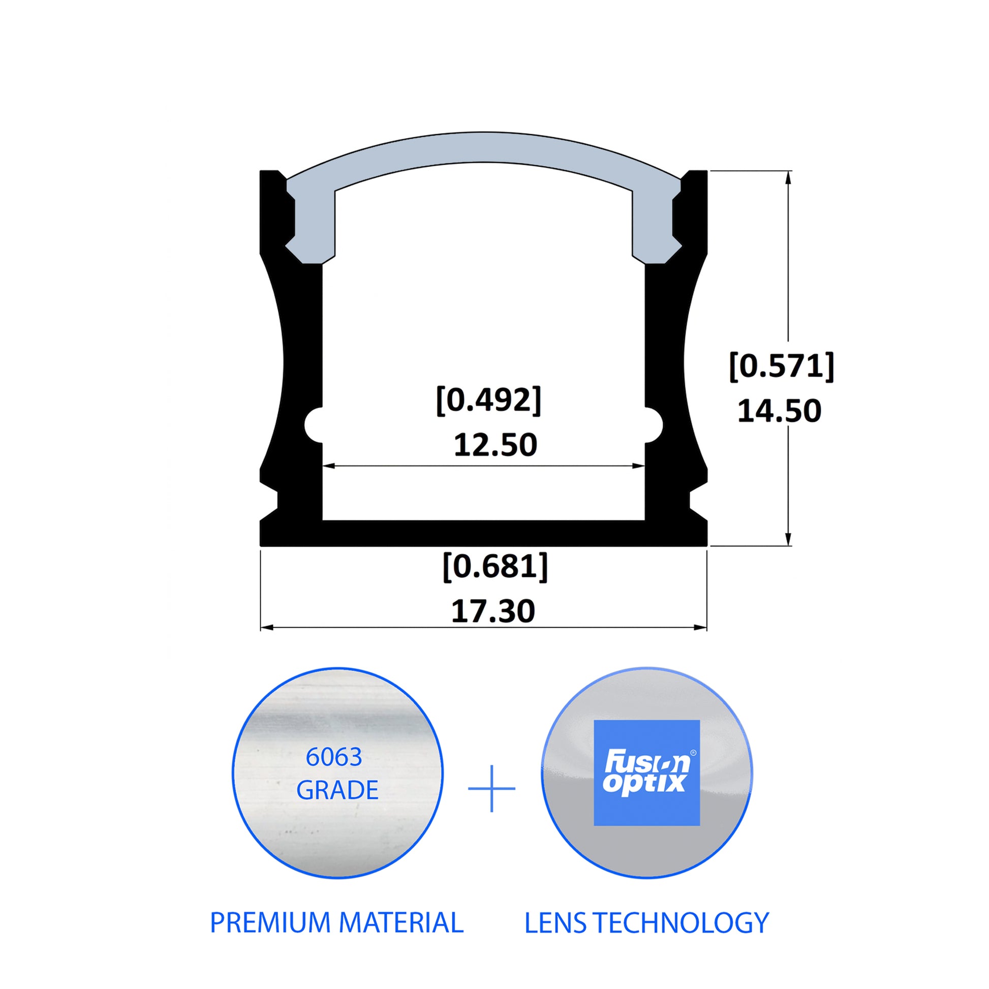 C1014 Surface Mount Channel 17.3mm x 14.5mm - LED Channels & Profiles - LEDmate