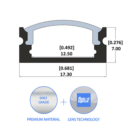 C1016 Surface Mount Channel 17.3mm x 7mm - LED Channels & Profiles - LEDmate