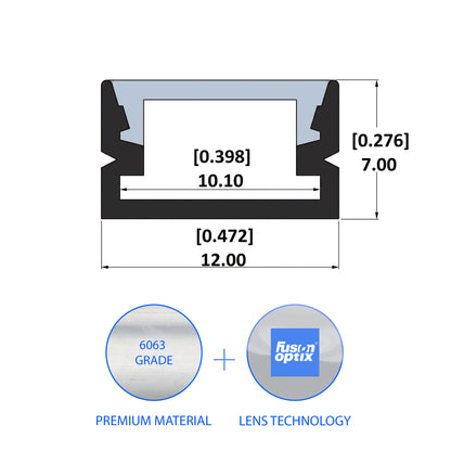 C1020 Surface Mount Channel 12mm x 7mm - LED Channels & Profiles - LEDmate