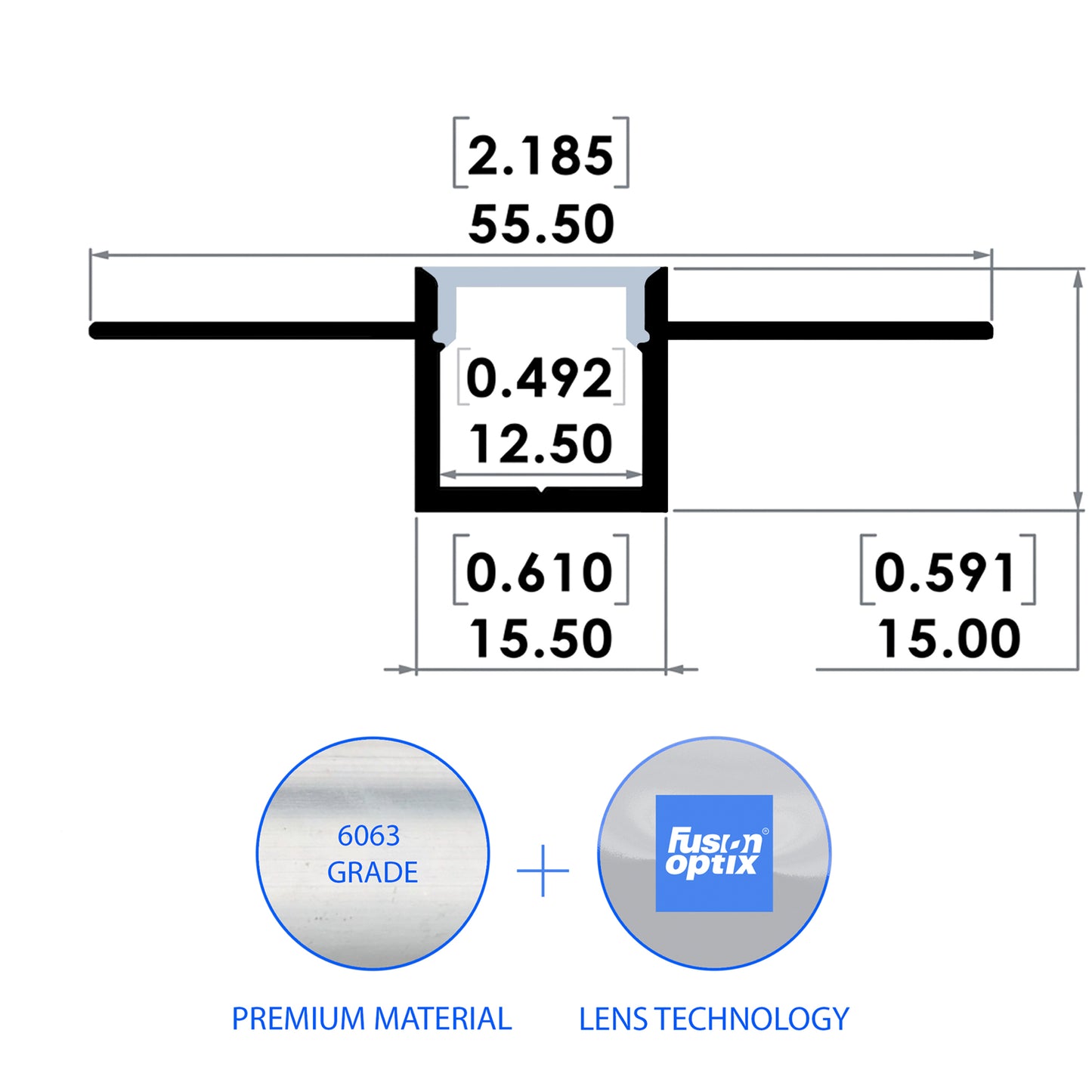 C1159 Trimless Mud - in Channel 15.5mm x 15mm - LED Channels & Profiles - LEDmate
