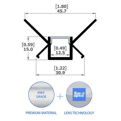 C4615 Trimless Mud - in Channel 46mm x 15mm - LED Channels & Profiles - LEDmate