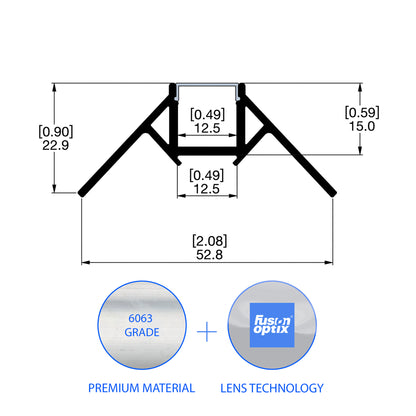 C5315 Trimless Mud - in Channel 52.8mm x 15mm - LED Channels & Profiles - LEDmate