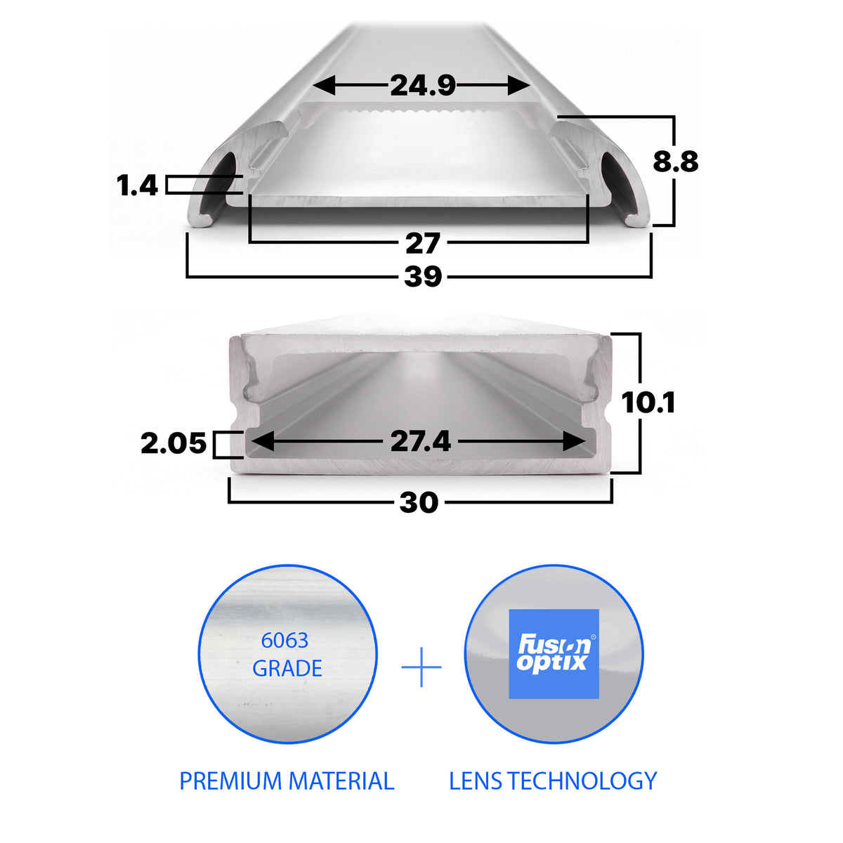 Surface Mount Channel - 1" - LED Channels & Profiles - LEDmate