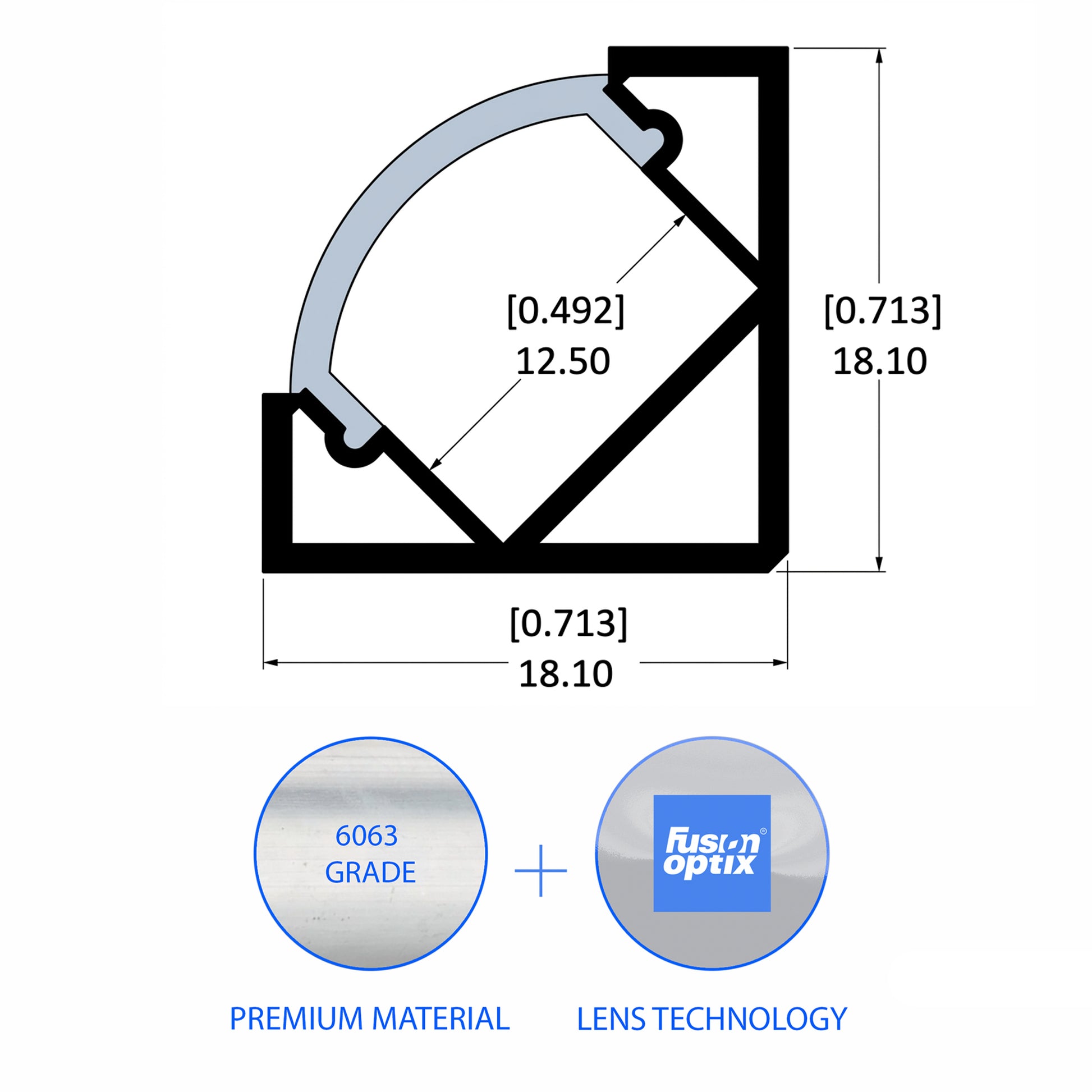 C1022 Corner Channel 18.1mm x 18.1mm - LED Channels & Profiles - LEDmate